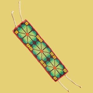 Vintage 1990s Huichol Chaquira Beaded Bracelet with Peyote Stitch Design